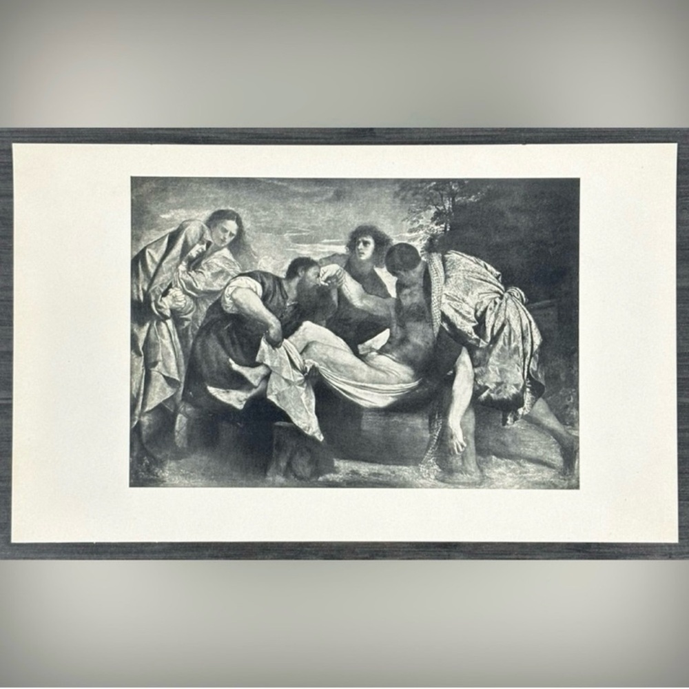 TITIAN Italian Artist THE ENTOMBMENT Art Print Original 1900 Vintage Boston, MA - Picture 2 of 9
